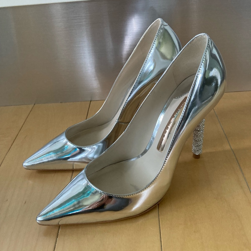 Sophia Webster Silver Coco Crystal Shoes